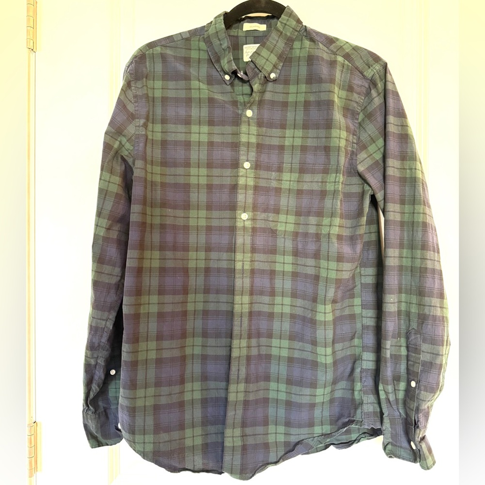 J. Crew Men’s Classic Plaid Shirt - Green and Navy